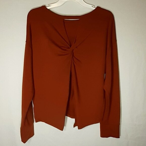 OLD NAVY Long Sleeve Knit Top; Knotted Back Side; Rust; Size Small - Picture 1 of 4